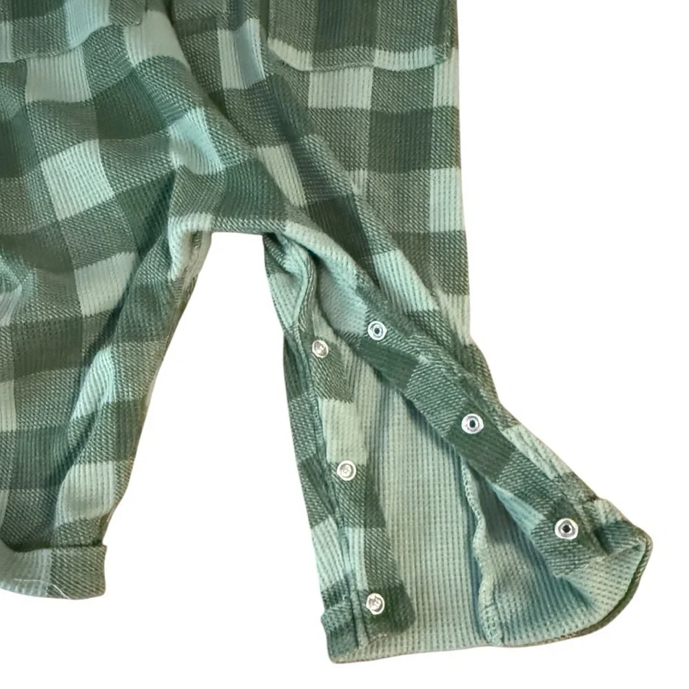 Baby Mud Pie Green Plaid Waffle Knit Bodysuit 6-9 Months